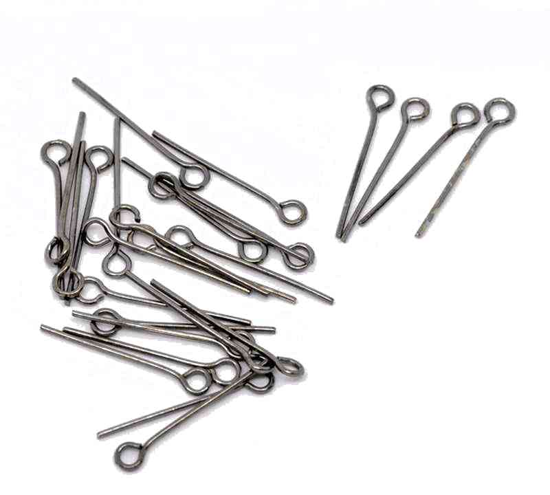 Lot De Broches à œil (clous Tête Ronde) Pour Fabrication De Bijoux - 6 Tailles (17 à 42mm) - Argenté - En Placage Fer - Boîte De Rangement