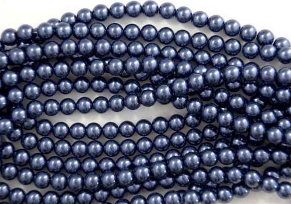Perles nacrées en verre 3mm bleu-gris foncé