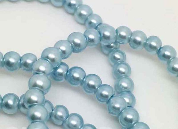 Perles nacrées en verre 3mm bleu glacier