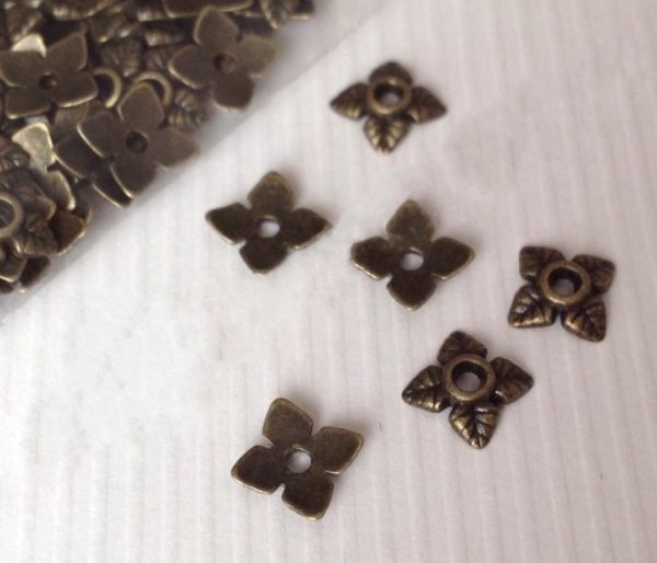 Coupelles de perles pétales 6mm bronzé ancien
