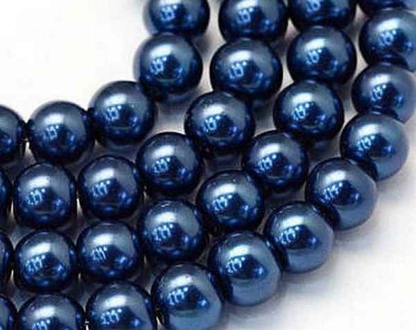 Perles nacrées en verre 4mm bleu minuit