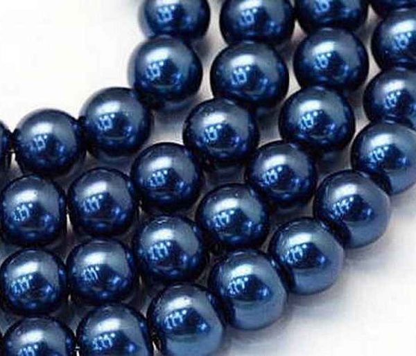 Perles nacrées en verre 4mm bleu minuit