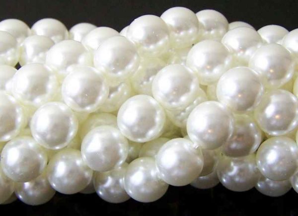 Perles nacrées en verre 3mm blanc