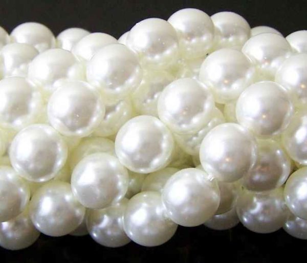 Perles nacrées en verre 3mm blanc