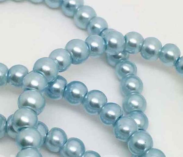 Perles nacrées en verre 4mm bleu glacier