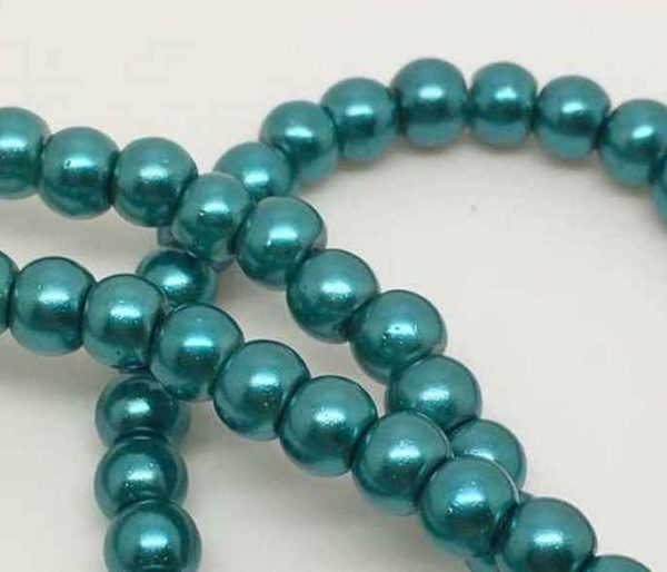 Perles nacrées en verre 3mm bleu pétrole