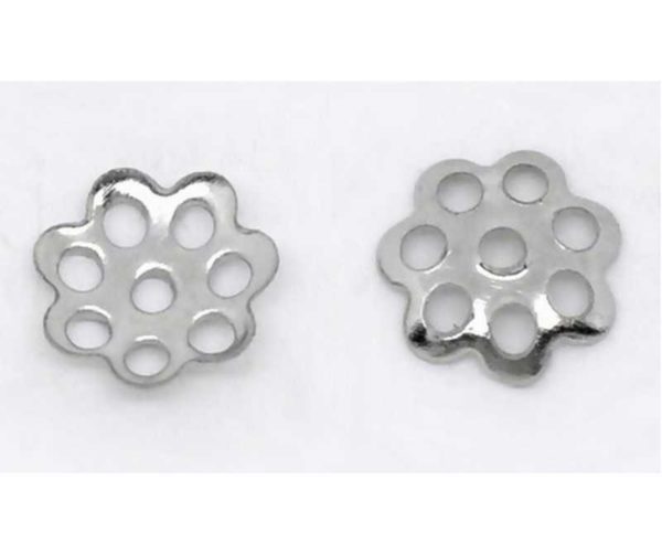 Coupelles de perles fleur ronde 6mm argenté