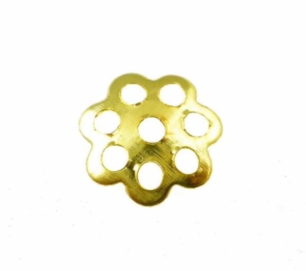 Coupelles de perles fleur ronde 6mm doré