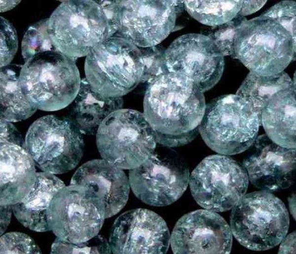 Perles en verre craquelé 4mm gris clair