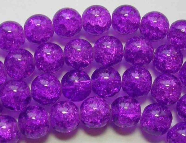 Perles en verre craquelé 4mm lilas