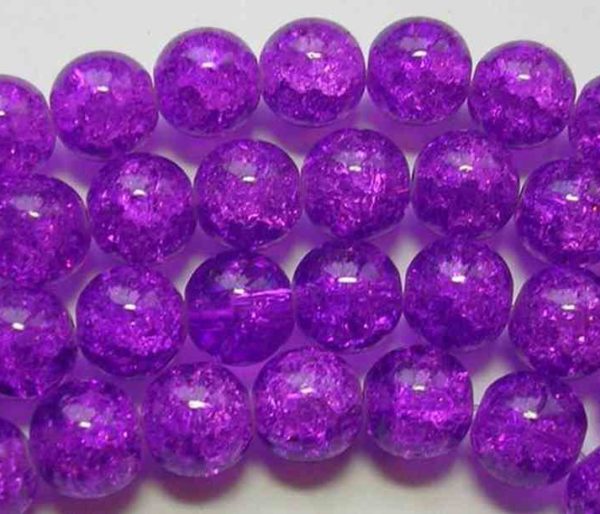 Perles en verre craquelé 4mm lilas