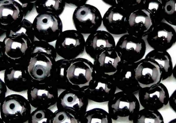 Perles en verre craquelé 6mm noir opaque