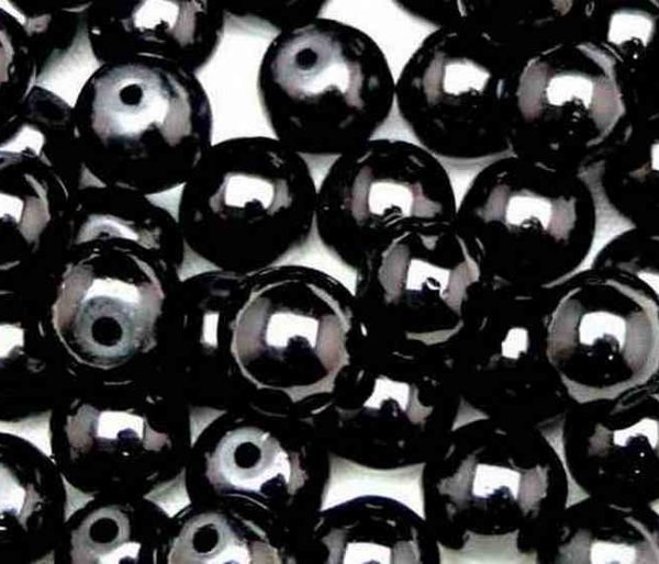Perles en verre craquelé 6mm noir opaque