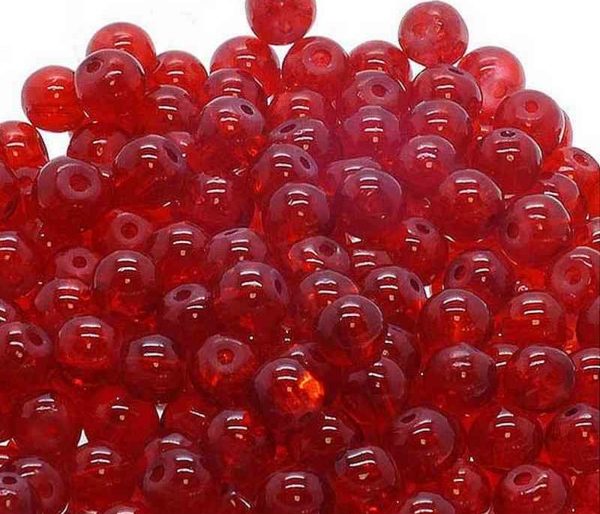 Perles en verre craquelé 6mm rouge clair
