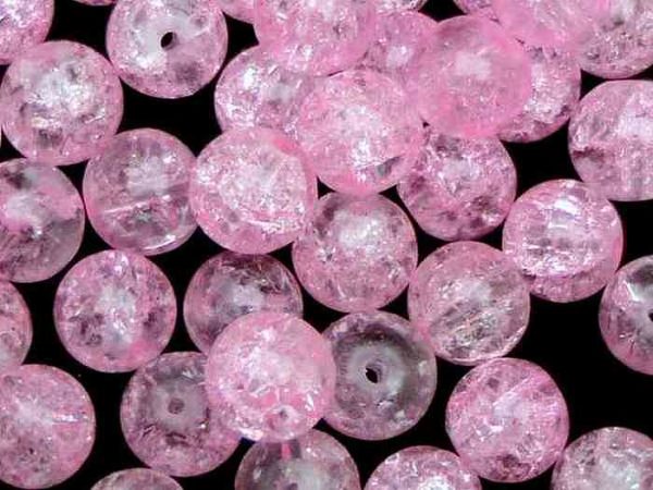 Perles en verre craquelé 4mm rose