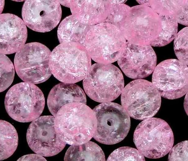 Perles en verre craquelé 4mm rose