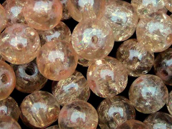 Perles en verre craquelé 4mm saumon léger