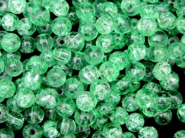 Perles en verre craquelé 4mm vert menthe