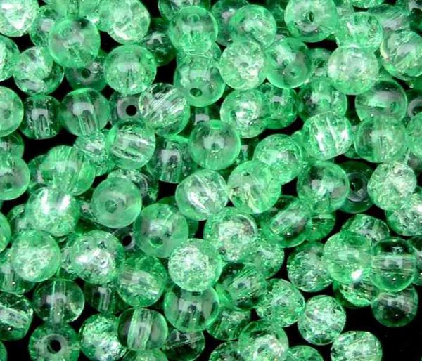 Perles en verre craquelé 4mm vert menthe