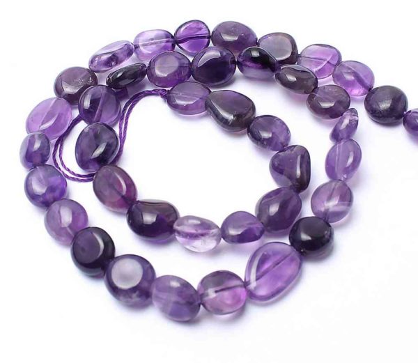 Perles ovales en améthyste 8 - 10 mm