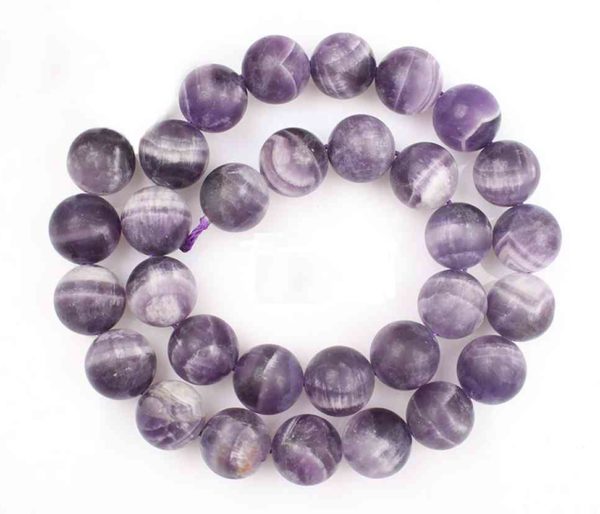Perles rondes en améthyste aspect givré 12mm