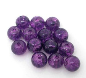 Perles en verre craquelé 4mm améthyste