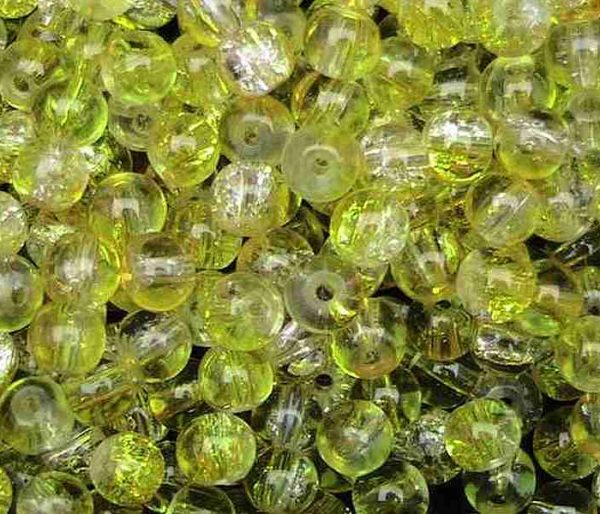 Perles en verre craquelé 4mm bicolores jaune cristal