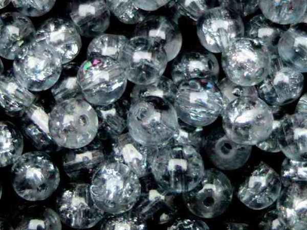 Perles en verre craquelé 6mm gris