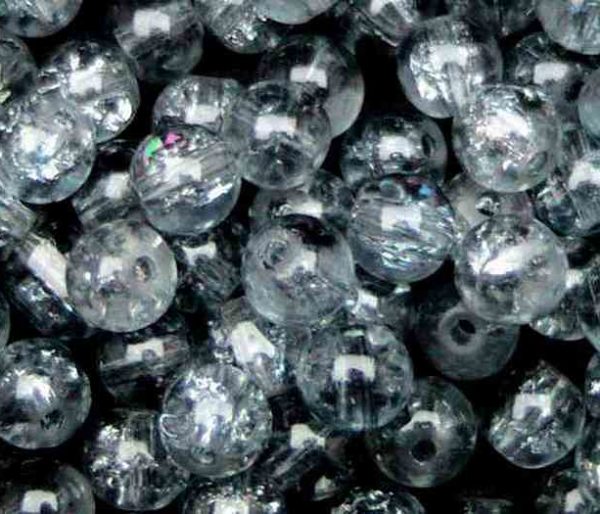 Perles en verre craquelé 6mm gris