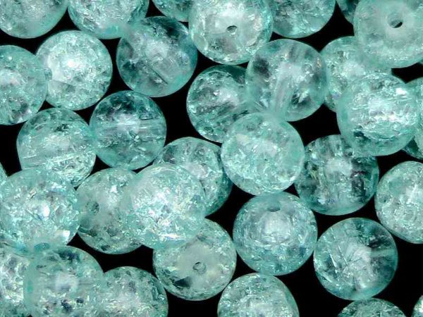 Perles en verre craquelé 6mm bleu glacier