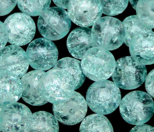 Perles en verre craquelé 6mm bleu glacier