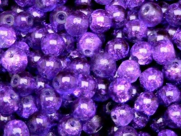 Perles en verre craquelé 4mm violet