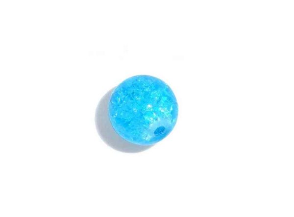 Perles en verre craquelé 6mm bleu clair