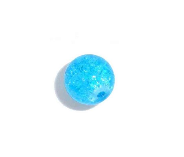 Perles en verre craquelé 6mm bleu clair