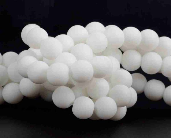 Perles rondes en agate blanche polie 10mm