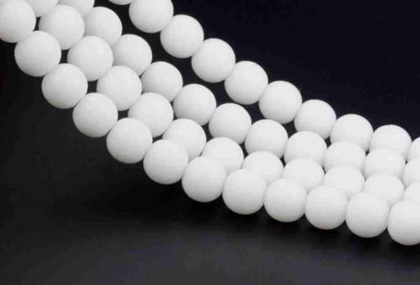Perles rondes en agate blanche polie 8mm