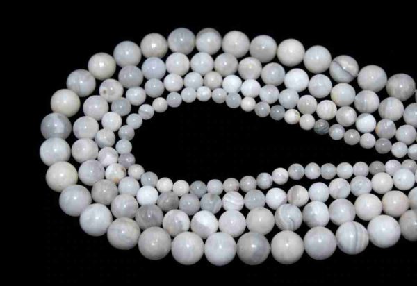Perles rondes en agate crazy lace blanche 10mm