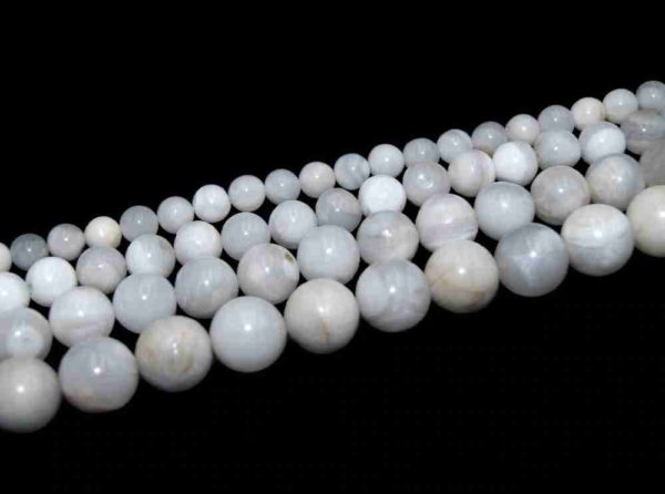 Perles rondes en agate crazy lace blanche 10mm