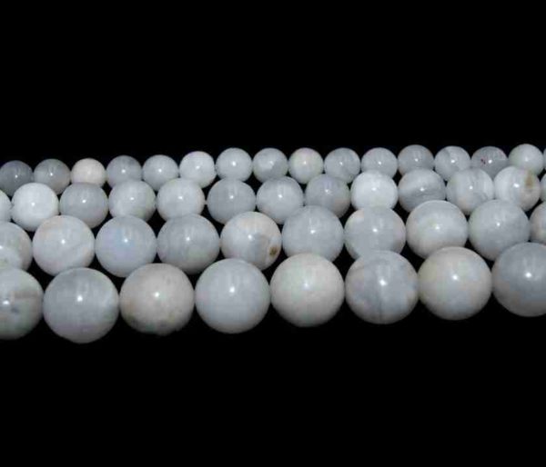 Perles rondes en agate crazy lace blanche 8mm