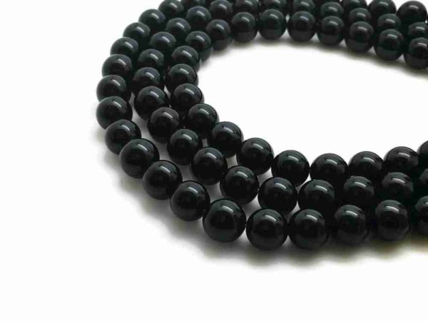 Perles rondes en agate noire 12mm