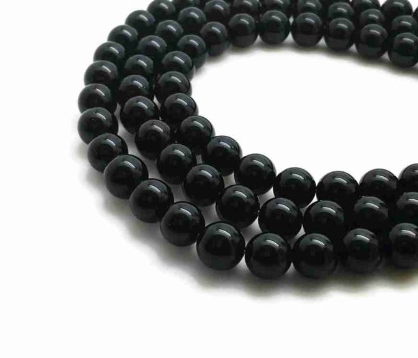 Perles rondes en agate noire 12mm