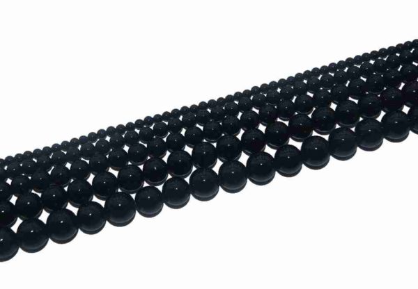 Perles rondes en agate noire 6mm