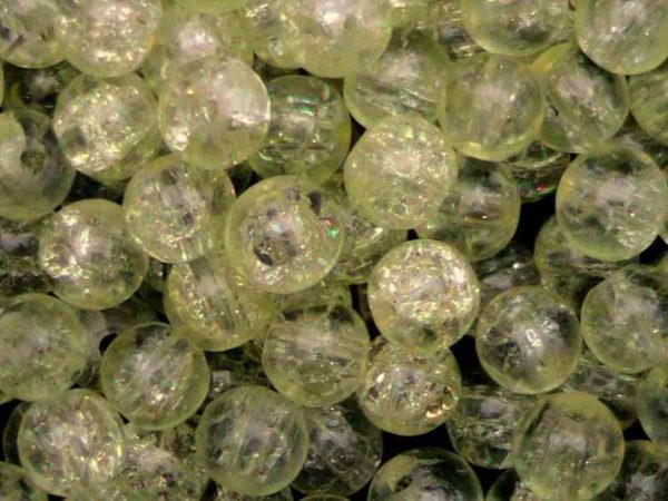 Perles en verre craquelé 6mm jaune pâle