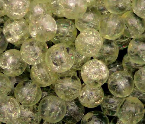 Perles en verre craquelé 6mm jaune pâle