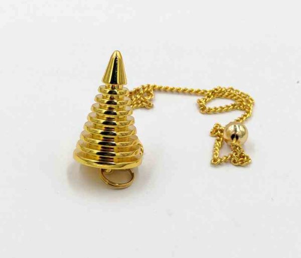 Pendule en métal Cône à anneaux cuivre doré