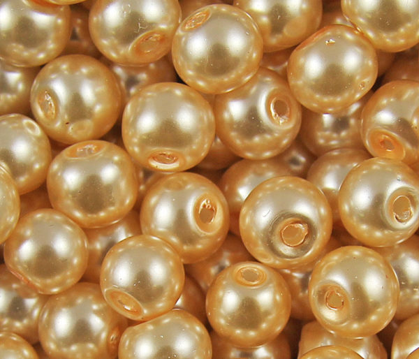 Perles nacrées en verre 4mm jaune abricot
