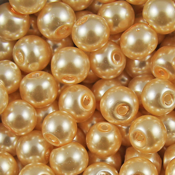 Perles nacrées en verre 4mm jaune abricot