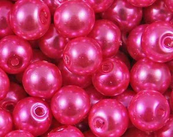 Perles nacrées en verre 4mm fuchsia