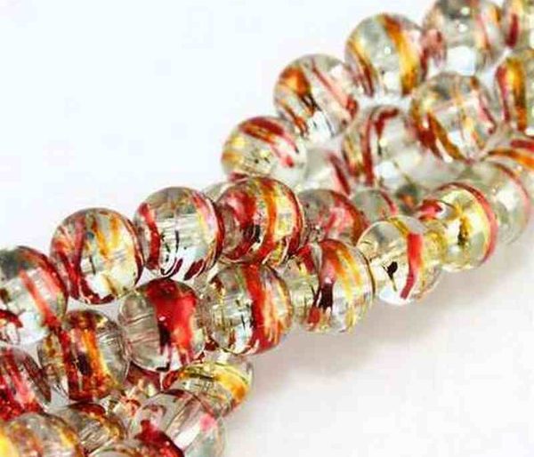 Perles en verre file Drawbench 4mm cristal rouge doré