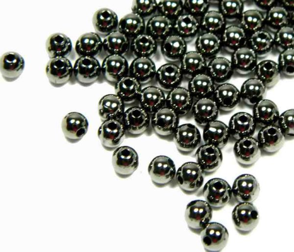 Perles métalliques rondes 2mm gunmetal